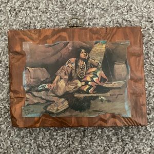 Native American Indian Keeoma print By Charles Russell on wood frame
